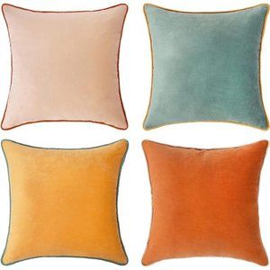 Decorative Throw Pillow Covers Cushion Cases, Set of 4 Soft Velvet Modern